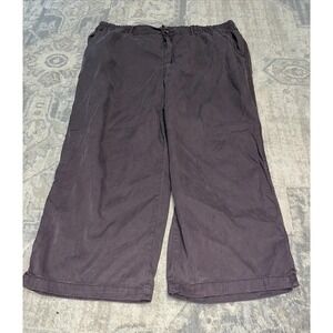 Maurices Weekender Wide Leg Crop Capri Pants Brown Sz L Large Lyocell Cotton